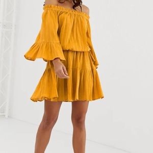ASOS Off the Shoulder Tiered Mini Sundress